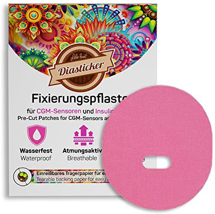 Diasticker® | Medtronic Enlite Guardian - Parches Adhesivos (10 piezas, Rosa) | Impermeable - Transpirable - Sujeción fuerte | Sensor Parche, Fijación, Cinta, Esparadrapo, Yeso de fijación