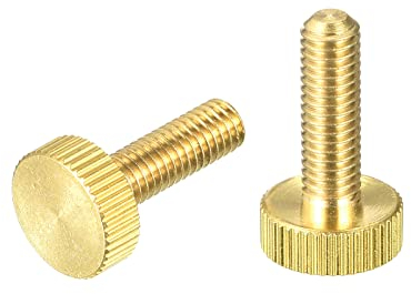 sourcing map 2 Stück Rändel Schrauben M6x20mm Flachschrauben aus Messing Griffknöpfe Befestigungselemente für PC Elektronisch Mechanisch