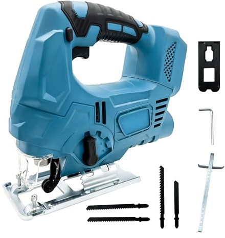 Akku-Säbelsäge, Ersatz für Makita 18V BL1850, Stichsäge mit 4 Sägeblättern, 0-3000 SPM, zum einfachen Schneiden von Holz und Metall (Ohne Akku)