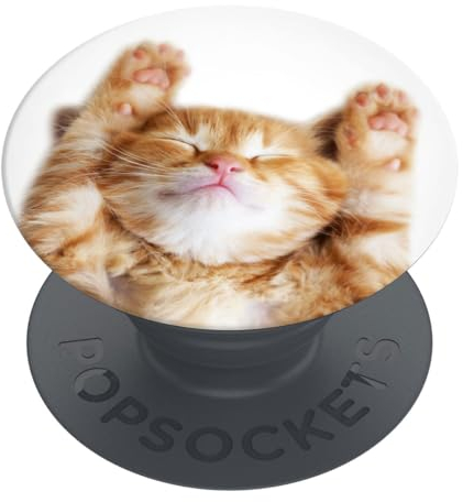 PopSockets | PopGrip | Ausziehbarer Halterung und Griff für Smartphones und Tablets | Fingerhalter Basic Snoozy Cat