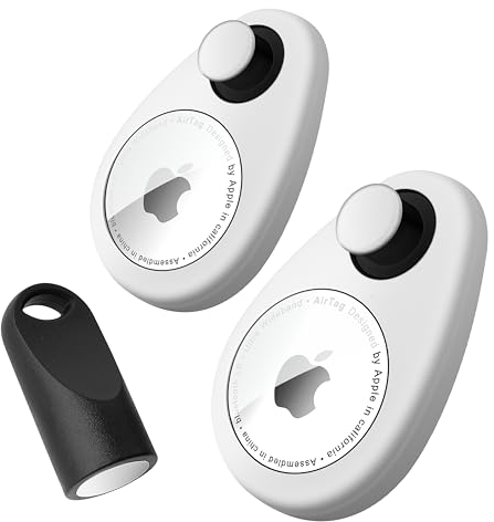 für Airtag Holder Hidden 2 Pack GPS Tracker Case, Anti-Removal für Airtag Silikonhülle mit Pins, geeignet für Kinder, ältere Menschen, Haustiere, Rucksack, Gepäck (Weiß)