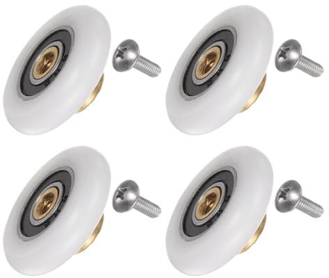 sourcing map Shower Door Roller Wheel 25mm Diameter Replacement Part for Bathroom Glass Door, Sliding Shower Door Roller, (1 Set 4pcs)