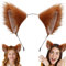 Weddflower Katzenohren Stirnband Fuchs Ohren Kunstfell Furry Ohrs Haar Reif Cat Cosplay Party Kostümzubehör Brown braun