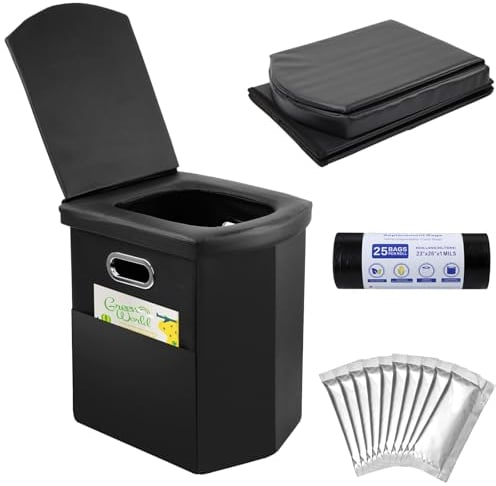 E EASTSTORM Toilette Portable Camping Car, Pot de Chambre Adulte, WC Portable, Toilette Seche Pliable avec Couvercle pour Camping, Voyages, Plage