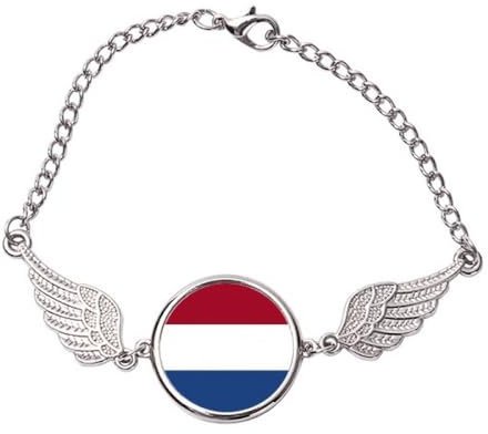 Niederlande Nationalflagge EU Land Armband Armband Engelsflügel Armreif, M, Metall