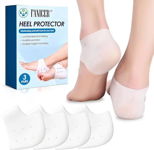 3 Paires Protège-Talons en Silicone, Manches de Talon Silicone Doux et Respirant, Hydratant Anti-Frottement, Antidérapants, Réutilisables, Améliore le Confort de Marche