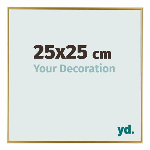 Your Decoration - Bilderrahmen 25x25 cm - Gold - Bilderrahmen aus Kunststoff mit Acrylglas - Antireflex - 25x25 Rahmen - Evry