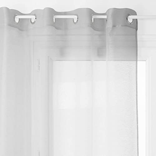 HomeMaison Vorhang Ende Uni mit Ösen, Polyester, Grau, 240 x 135 cm