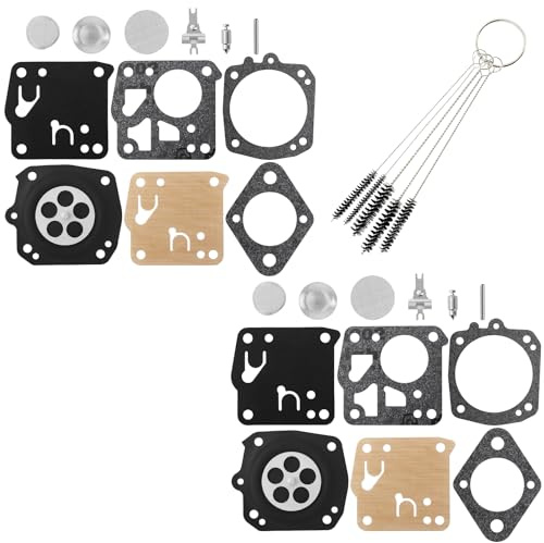 QAZAKY 2 Stück Vergaser Reparatursatz Set Ersatz für Tillotson RK-23HS RK-17HS Jonsered 49SP 50 51 52 60 62 66E 70 80 90 410 450 525 535 621 625 630 670 830 920 930 1020 2094 K650 K1200 Kettensäge