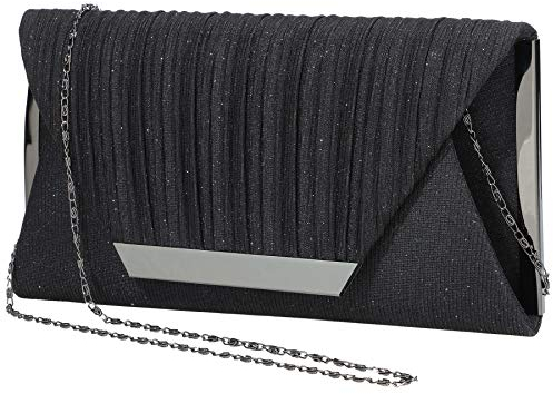 LIGUL Abend Taschen Damen,Gold Donna Clutch,Borsa Donna Elegante,Silber Abend Tasche für Frauen Shining Abend Handtasche für Damen Donna (S, Schwarz)