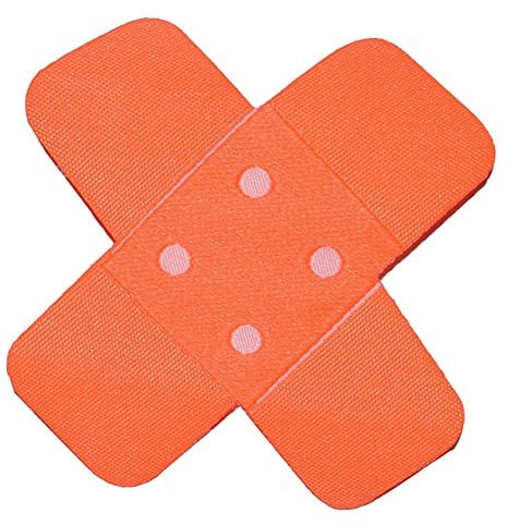 alles-meine.de GmbH Bügelbild - Pflaster - neon orange - 7,5 cm * 7,5 cm - Aufnäher gewebter Flicken/Applikation - für Kinder Teddy Plüschtiere - Mädchen Jungen - Krank Kranken..