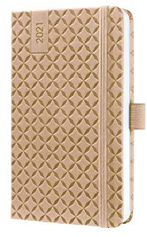 SIGEL J1108 Terminplaner Wochenkalender Jolie 2021, ca. A6, beige, mit fröhlichem Kalendarium, vielen Infos und praktischen Stickern - weitere Modelle