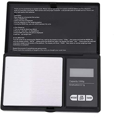 1000g/0,1g Mini Waage, Gramm Waage für Lebensmittel, Digitale Taschenwaage, Schmuckwaage, Tragbare Hochpräzise Küchenwaage 1000g/0,1g Batterie Nicht Enthalten (1000g / 0,1g)