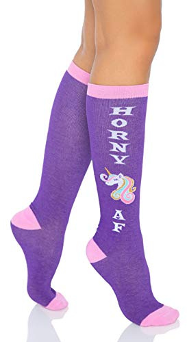 LEG AVENUE Unisex 5621-10122 Horny Af Kniestrümpfe, O/S, Mehrfarbig Kostüme in Erwachsenengröße, Multi, One Size