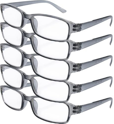 4sold The Reading Glasses Slim Readers Value 5 Pack Mens Womens Grey +3.50