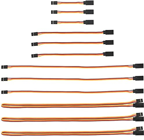 MMOBIEL 12x 3-Pin RC Servo-Verlängerungskabel Buchse–Stecker für Servo-Anschlussverlängerung Steuerplatine von RC-Drohnen, Auto, Roboter usw. (4 Größen)