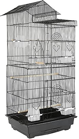 YIZHE VogelkäfigVogelvoliereVoliereVogelhausPapageienkäfigTierkäfigKäfigSittichkäfigVogelmit HolzstangenNagerkäfigklein Metall Vogelvolieremit Rollen & Ablage(46*35.3*150.6cm) (46*355*99cm)