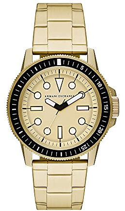 Armani Exchange - Montre à Trois aiguilles en Acier inoxydable Pour Hommes, boîtier de 44 mm Avec Bracelet en Acier inoxydable