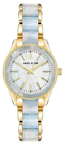 Anne Klein Women's Resin Bracelet Watch Light Blue/Gold