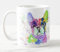 Vixar Französische Bulldogge Frenchie Hund Aquarell Regenbogen Kunst Farbige Tasse Geschenk Geburtstag Arbeit Büro Weihnachten Tee Kaffee (weiß)