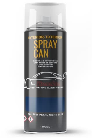 Xtremeauto Spray Paint Finish For Indoor And Outdoor Use Garden Cars Home Kitchen Bathroom Furniture Art Craft Bikes Radiators Metal Wood Plastic Glass UPVC Stone PVC RAL 5026 Pearl night blue