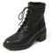 DADAWEN Bottes de Cheville Lacets Femme,Bottines à Talon Cuir Noir -Noir 40