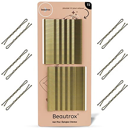 Beautrox Epingle Cheveux Femme ou Filles – 72 Pièces Doré, 5.5cm Pince Cheveux – Barrette Cheveux Femme en Acier – Adapté à toutes Longueurs et Épaisseurs de Cheveux