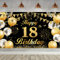 18. Geburtstag Banner Schwarz Gold, Geburtstagsbanner 18, 18. Geburtstag Männer, 18 Geburtstag Hintergrund Banner, 18 Jahre Geburtstagsbanner für 18 Party Deko Männer Frauen