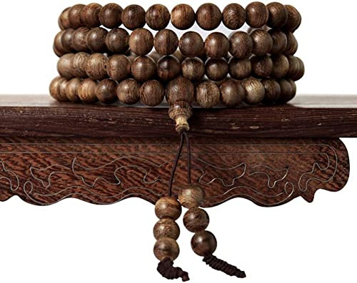 HOOGAG Mala Meditation buddhistische Gebetskette, Armband, 108 Holz Mala Armband tibetisch-buddhistisches Glied Handgelenk Adlerholz Perlen Gebetskette handgefertigter Weihnachtsschmuck (Size : 8MM)