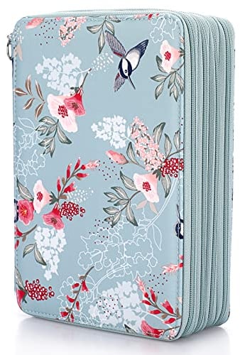 TOLIDA Federmäppchen 200 Slots Federtasche mit Gezippt Große Stifthalter Federmappe Aufbewahrungbox Handlicher Multilayer Color Bleicil Halter für Glitzer Gelstifte Minen Buntstifte Blau