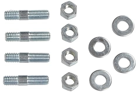 Vergaser-Stehbolzen-Kit Vergaser-Stehbolzen mit Distanzstück Metall Vergaser-Stehbolzen-Set 1‑3 8 Zoll Langes Metall mit Distanzstücken für 5 16-Zoll-Gewinde Ansaugkrümmer