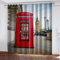 Vorhänge Wohnzimmer Modern Blickdicht 2Er Set 3D Londoner Straßenansicht-Telefonzelle Muster Schlaufenschal Verdunkelungsvorhang Vorhänge Lärmminderung Gardinen Fensterdekoration 140X110cm(HxB)