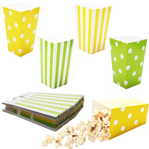 sitarcmin 48 Piezas Cajas Palomitas, Pequeño Bolsa Palomitas de Papel, Mini Cajas de Palomitas para Niños, Recipiente de Palomitas Carton para Fiestas, Noches de Cine (Amarillo & Verde)