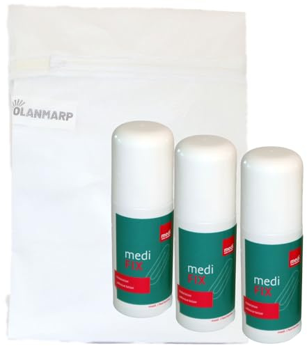 Medi Fix Hautkleber Haftkleber Klebe-Lotion + Olanmarp Wäschenetz | Für Kompressionsstrümpfe, BH, Kleidung & Textilien – sicherer Halt auf der Haut, hautfreundlich & einfach anzuwenden