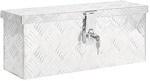 SECOLI Aluminiumkiste Alu Box Koffer Werkzeugbox Transportkiste Anhängerbox Deichselbox BoxentypAluminium box mit Schloss metallkiste-Silber-50 x 15 x 20.5 cm