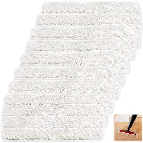 HOMURY 8 Pièces Tampons De Rechange en Microfibre: Tampons Lavables Réutilisables pour Nettoyeur Vapeur Vileda Steam XXL, Nettoyage Efficace pour Tous Types de Sols (Blanc)