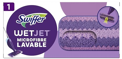 Swiffer WetJet Lingette Lavable en Microfibre Multi-Surfaces, Réutilisable et Machine Lavable, Technologie 3 Zones Ultra-Absorbante, Sans Traces, Pour Tous Types de Sol Fini