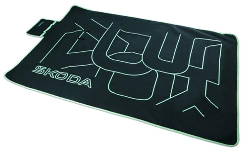 Skoda 000084509D Picknickdecke 140x210cm Decke Fleecedecke, mit Schriftzug, grün