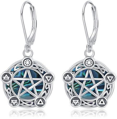 Pentagramm Ohrringe Damen 925 Sterling Silber Keltischer Pentacle Hexen Ohrringe Wiccan Stern Schmuck für Mädchen Frauen Muttertags Geschenke