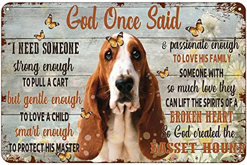 Funny Metal Signs Decor Antique Metal Sign God Created The Best Dog Basset Hound Tin Sign Vintage Decoration Garage Home Garden Cafes Kitchen Wall Tin Signs 8x12 Inch