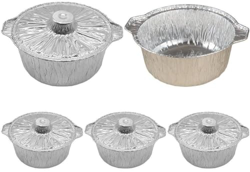 Round Aluminum Pans with Lids Disposable Aluminum Foil Pie Plates Air Fryer Liners Foil Baking Pans for Cooking Baking