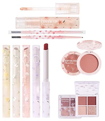 1/2 Satz Korean Make Up Set, 8-Piece Make Up Sets | All-in- -e Makeup Set, Cosmetic Palette Starters Kit | Complete Cosmetic Set with Eyeshadow Palettes Lipstick Brush, for Women and Girls