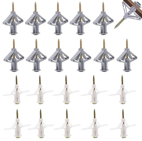 XoeLLe Tasselli con Viti per Cartongesso, 200Pezzi Viti per Cartongesso Tasselli Muro Espansione Autofilettanti Tasselli per Pareti per Cartongesso, con Viti, per Mattone Forato, Cartongesso