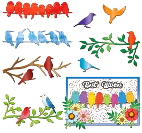 GLOBLELAND Vögel Metall Stanzschablone trees Papierpräge Stanzschablonen Set Stanzformen für Kartenherstellung DIY Papier Scrapbooking Handgefertigtes Fotoalbum