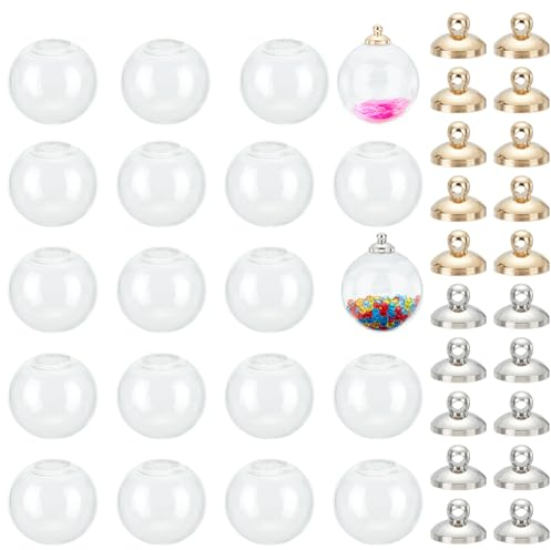 PH PandaHall 20 ensemble 25mm Pendentifs de Bouteilles de Souhaits Breloques Globe en Verre Transparent Vide avec Capuchon pour Mariage Fête D'Anniversaire Boucle D'Oreille Bijoux à Faire Soi-Même