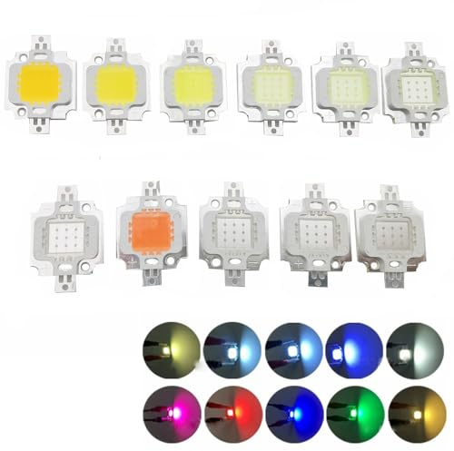 Vrabocry 2 Stück 10W High Power LED Chip blau 460nm-470nm 900mA DC 9V-11V 10 Watt SMD COB Licht Emitter Komponenten Diode 10 W Birne Lampe Perlen DIY Beleuchtung