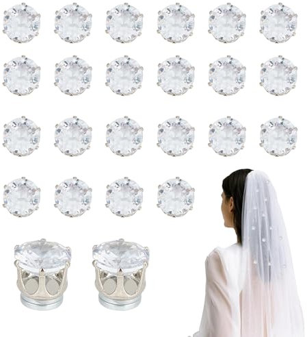 NICENEEDED 12 Sets Gewichte Hochzeit Magnetische Diamanten, Strass Hijab Magnete, Kristall Braut Kathedrale Kleid Schleier Gewichte