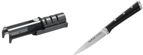Tefal Aiguiseur de couteaux, Meule japonaise, Affutage en 3 étapes, Rétractable, Universel & Ice Force Couteau à éplucher 9 cm, Couteau de cuisine, Lame en acier inoxydable allemand