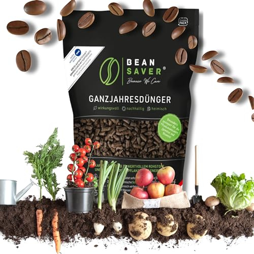 BeanSaver® Dünger aus Kaffeesatz [ganzjährig] natürlicher Langzeitdünger mit Schafwolle | organische Düngepellets für alle Pflanzen, Gemüse, Obst, Blumen, Bäume, Zimmerpflanzen (500g)