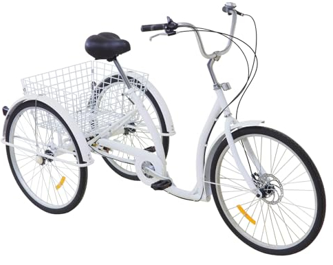 QUIOTUIR 26-Zoll-Erwachsene Dreirad 6-Gang-Dreirad Hält 264,55 lbs Einstellbare Senioren Cruise Shopping Bike